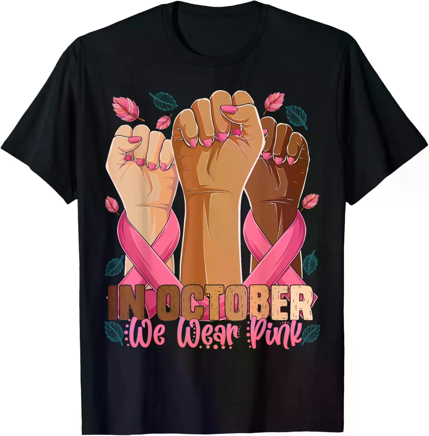 100% Cotton 'S Casual Graphic T-, 'In October We Wear Pink' Relaxed Fit Streetwear Style With Breathable Short Sleeves, Top, Tshirt, Fabric, Shortsleeve, Round , Crew Neck, Piece, Reinforced Stitch, Errand Golf Gift T-Shirt For Men And Women