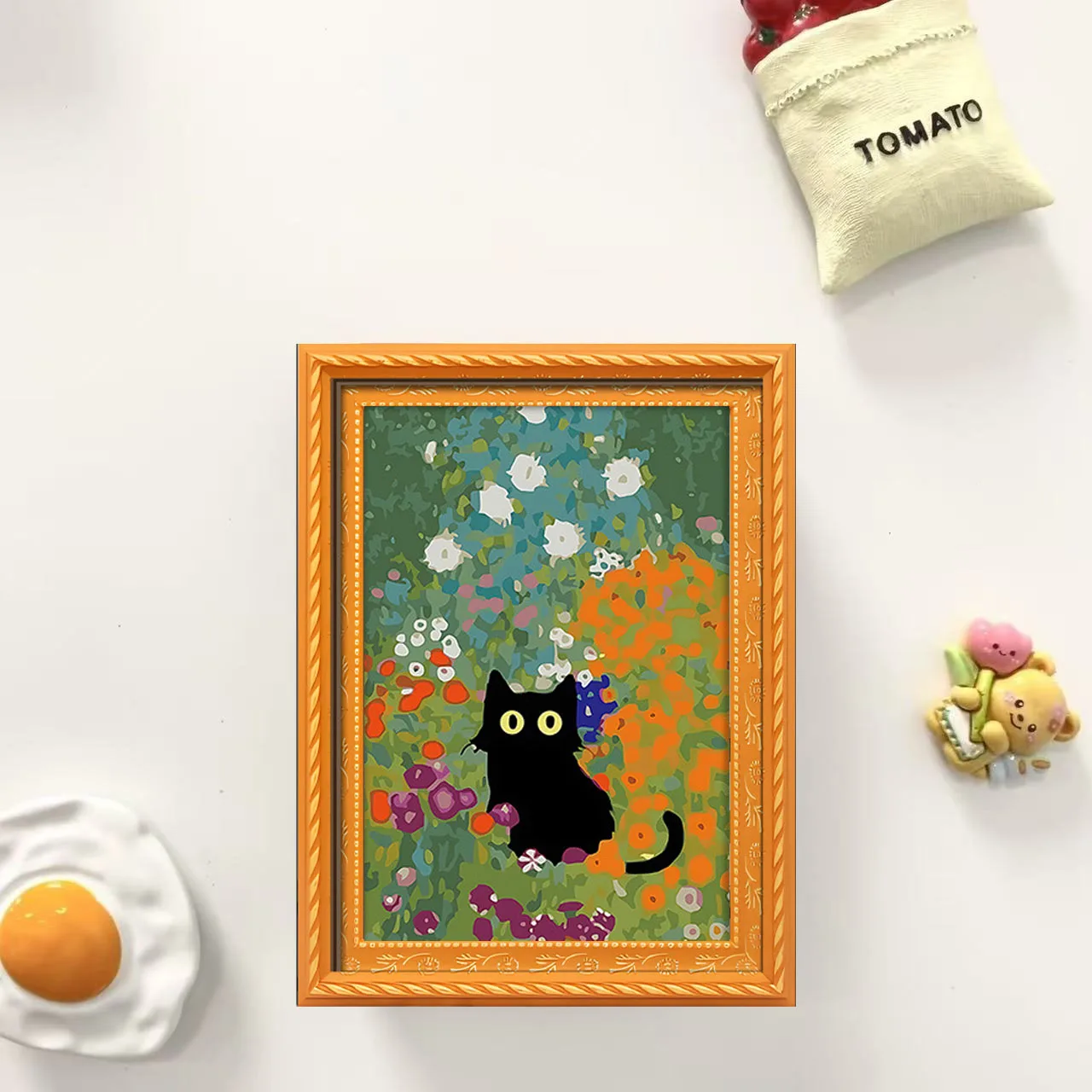 1 Piece of Oil Painting Style Refrigerator Magnet Featuring a Small Black Cat among Flowers, Fresh Contrasting Color Cat Magnetic Sticker, Fun Abstract Garden Cat Decorative Magnet, Suitable for Kitchen/Cabinet, Gift for Cat Lovers