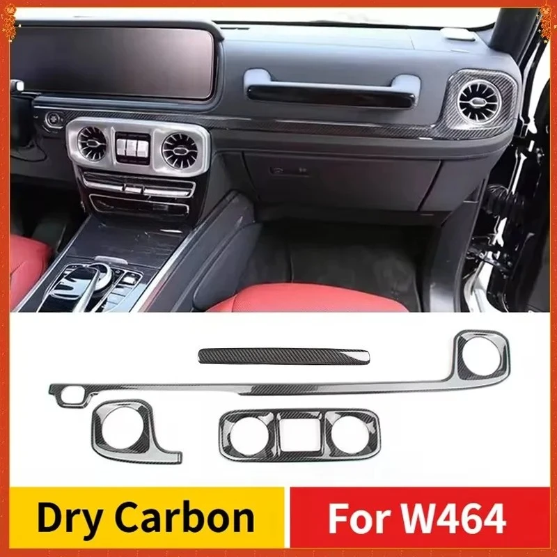 

For Mercedes-Benz G Class G63 G500 W464 Dry Carbon Fiber 19-2024 Center Console Side Vent Trim Dash Board Strips Glove Box Cover