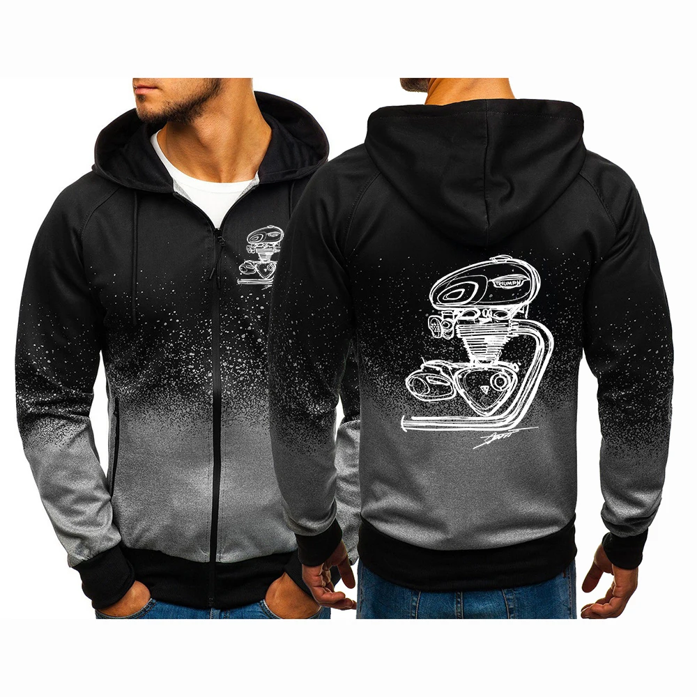 Motorcycle Engine Modified Retro The men's gradient-colored coat is suitable for spring and autumn hoodies jacket