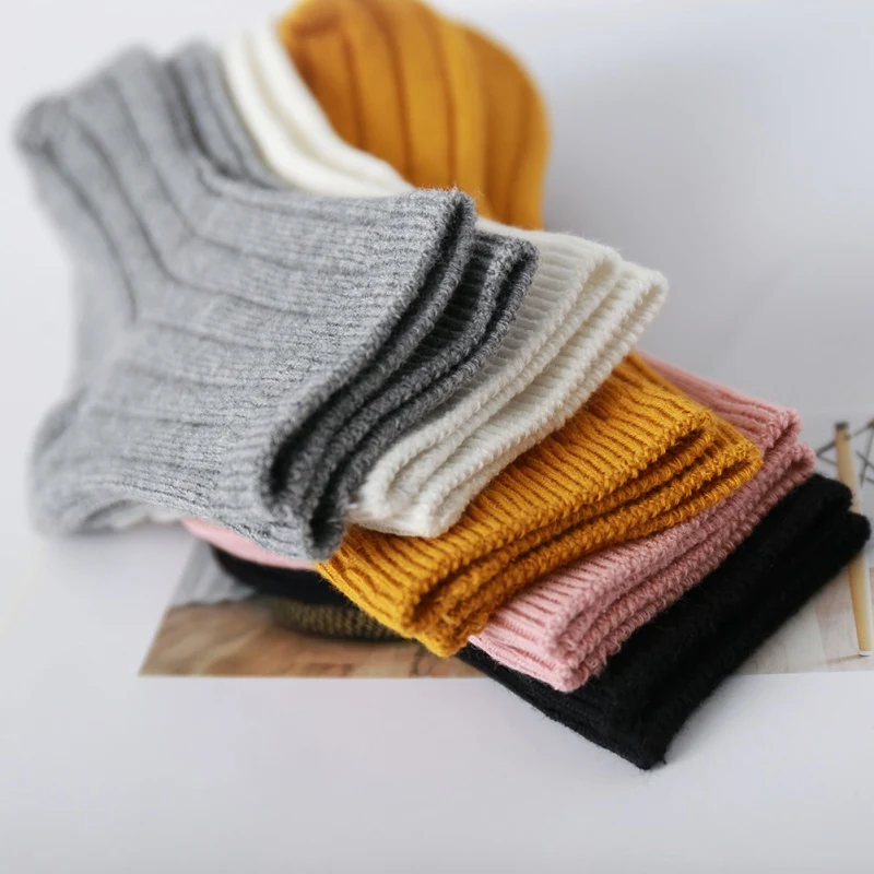 1 Pair Children Socks Short Breathable Cotton Double Needle Solid Color Toddler Baby Pink White Yellow Gray Black Casual Socks