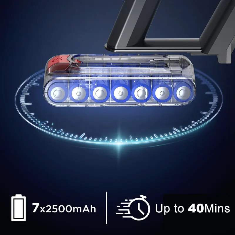 مكنسة كهربائية لاسلكية V18، مكنسة كهربائية لاسلكية بقدرة 550 وات 45 كيلو باسكال مع شاشة تعمل باللمس، قائمة بذاتها، شحن مثبت على الحائط