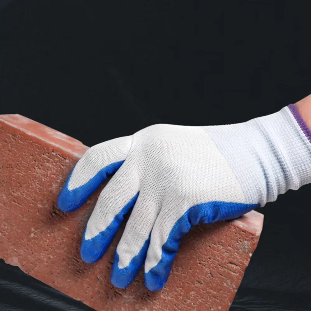 

12pairs Nylon Safety Working Gloves Excellent Grip Anti-puncture Nitrile Coated Gloves Flexible Wear-Resistant Gardening Gloves