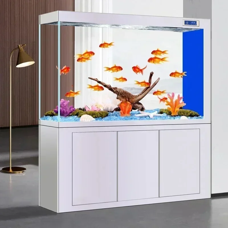 Super White Glass Entrance Screen Dragon Fish Tank Living Room Large Change Water Aquarium