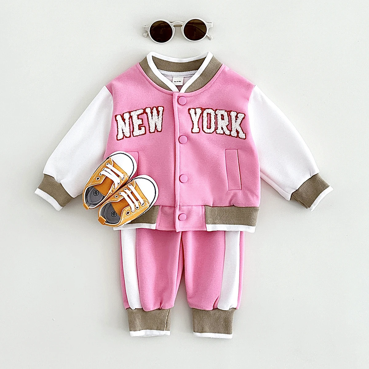 Fall Winter Thick Outerwear Newborns Baby Sets Infant Boys Girls Clothes Long Sleeved Sports Baseball Warm New York Jacket Coat