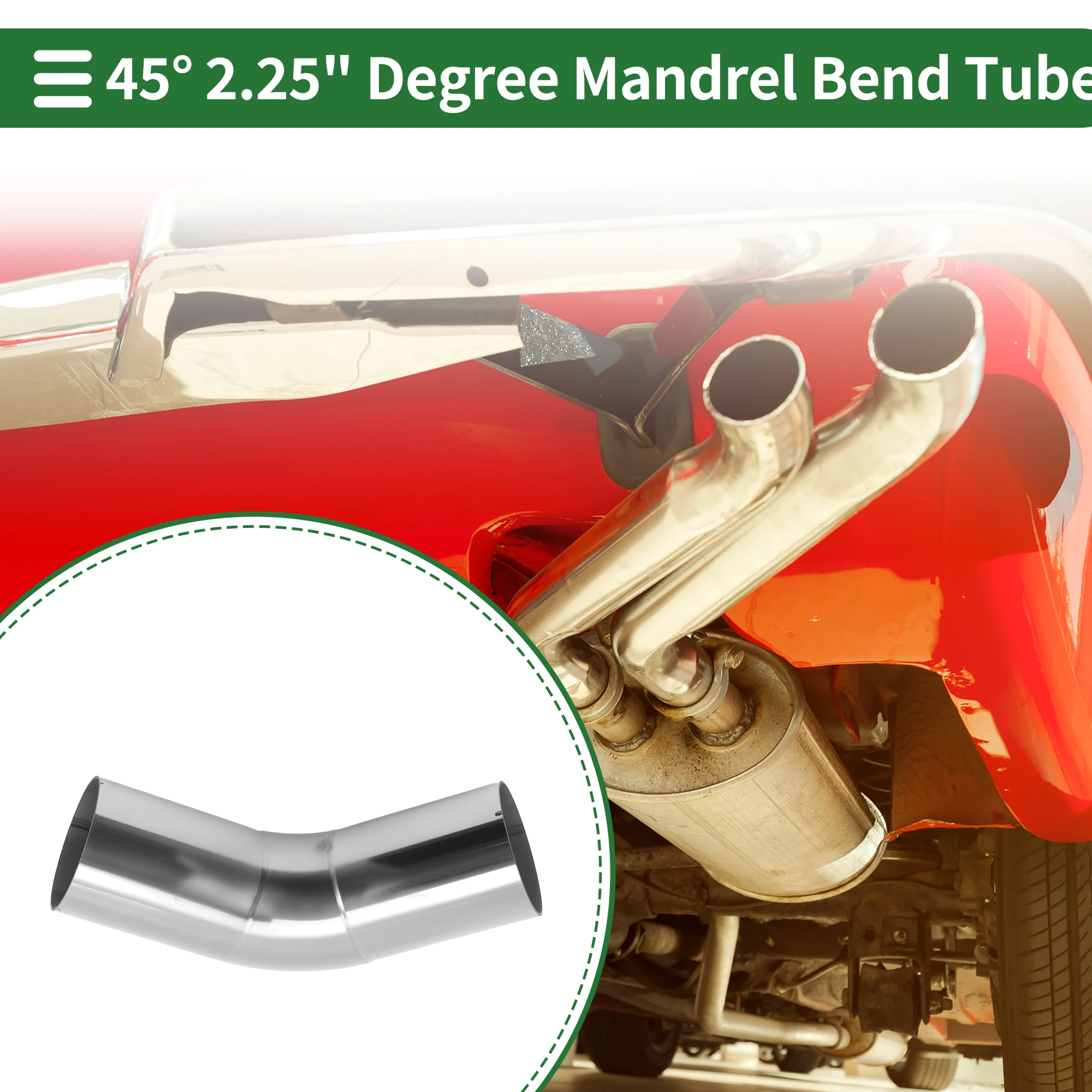 UXCELL 51mm 57mm 76mm 102mm OD Auspuff-Krümmerrohr T201 Edelstahl Universal 45 Grad Mandrel-Bend-Winkelrohr-Verbindung – Detail 1
