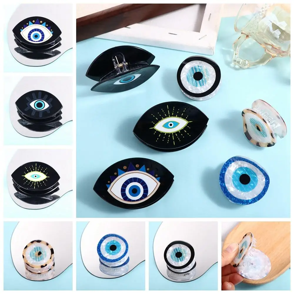 

PVC Blue Demon Eye Hair Claw Kroean Style Hairpin Blue Devil's Eye Shark Clip Hair Accessories Ponytail Holder Hair Clip Girls