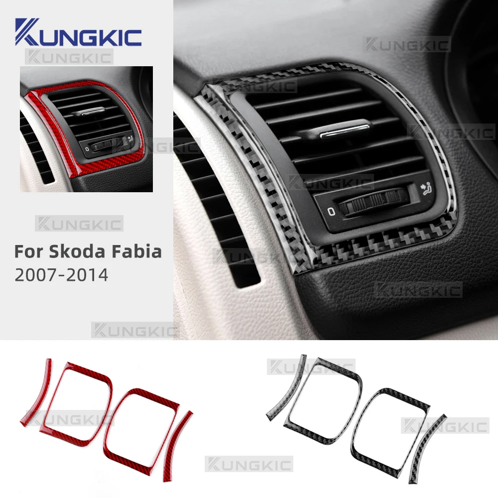 

Soft Carbon Fiber For Skoda Fabia 2 5j 2007 2008 2009 2010 2011 2012 2013 2014 MK2 Car Air Outlet Frame Center Console Sticker