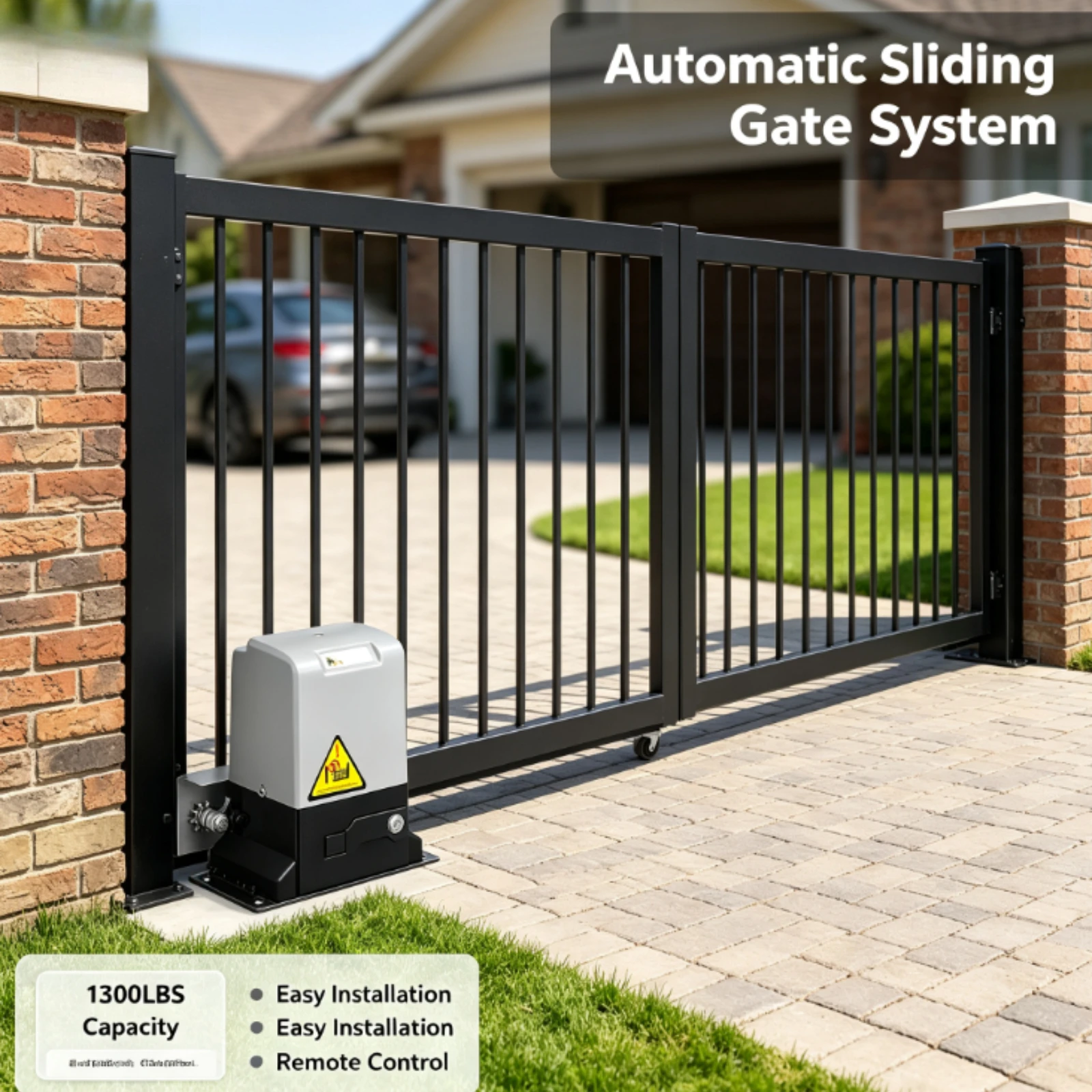 Automatic Sliding Gate Opener｜SIHAO 1300LBS Heavy‑Duty Electric Gate Operator, Comes with 2 Remote Keys & 4m Gear Racks, for Hotel, Factory, School Commercial Applications