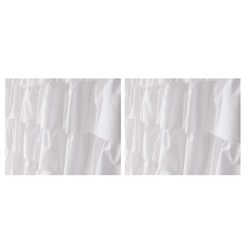 2X Ruffle Shower Curtain Home Decor Soft Polyester, Decorative Bathroom Accessories Great For Showers And Bathtubs