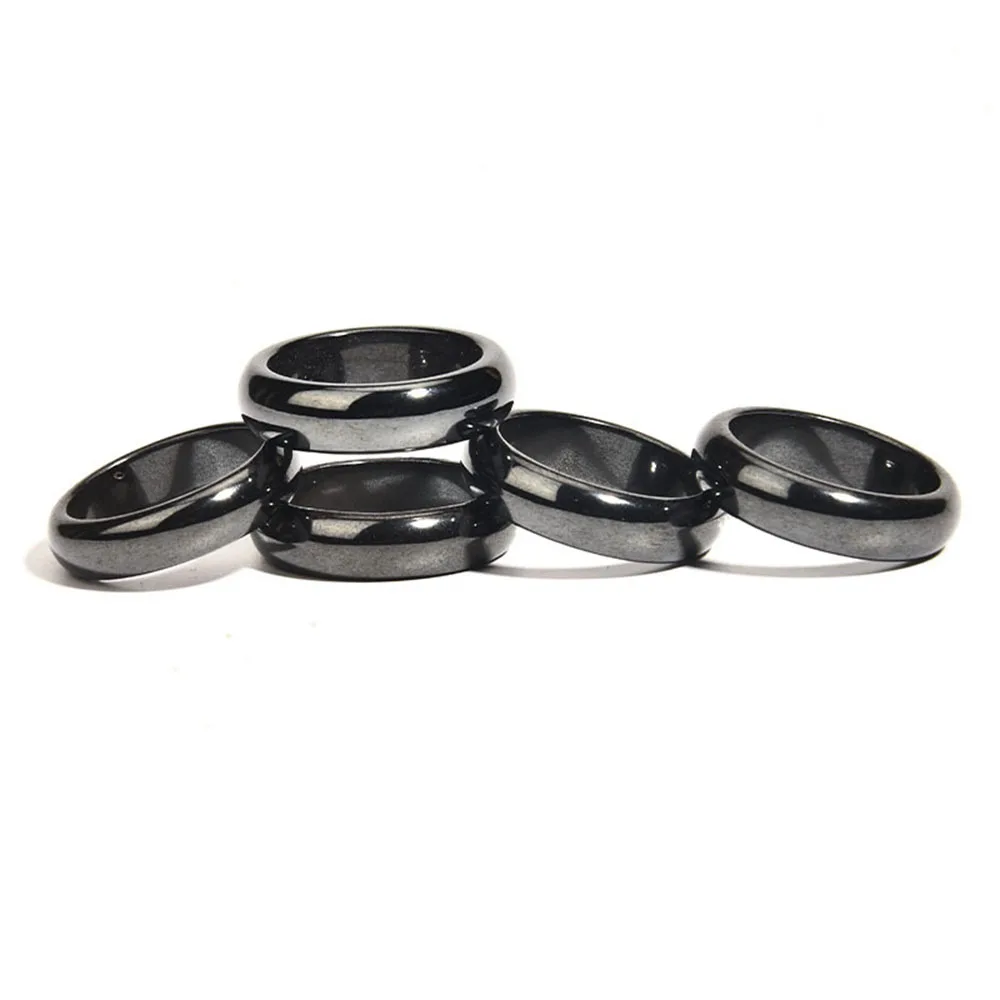 خاتم للنساء والرجال للجنسين خاتم حجر الهيماتيت الأسود القلق التوازن الجذر شقرا يمتص الطاقة السلبية مجوهرات هدايا حجم 6-13
