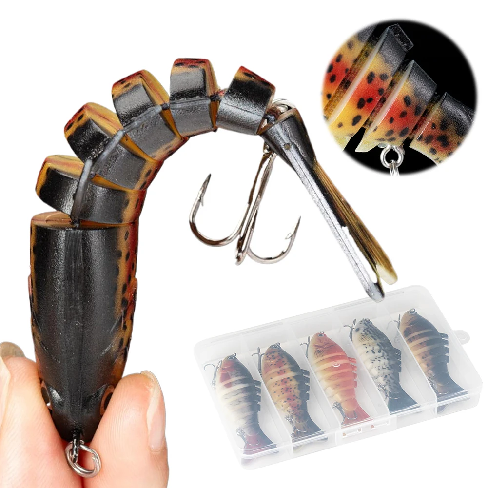 

Набор из 5 многосекционных тонущих воблеров-приманок, реалистичные рыболовные приманки с 7 гибкими сегментами для ловли щуки и карпа