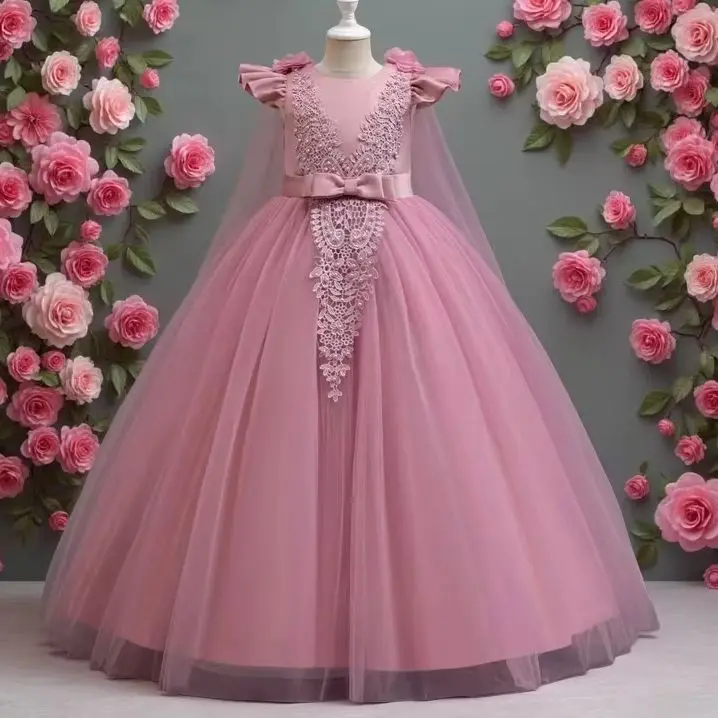 

Элегантное платье с цветочным узором для молодых девушек, детская свадебная одежда для выпускного вечера, вечерняя одежда для выступлений, вечернее платье принцессы от 4 до 12 лет