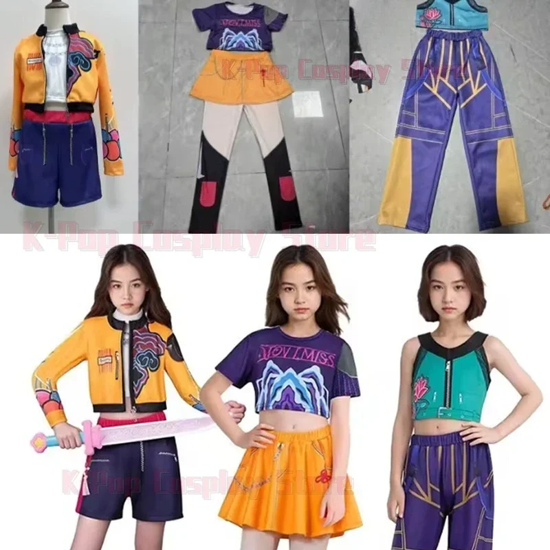 

New Movie 2025 Kpop Demon Hunter Cosplay Rumi Zoey Mira Cosplay Girls Style Kids Stage Performance Clothes Halloween