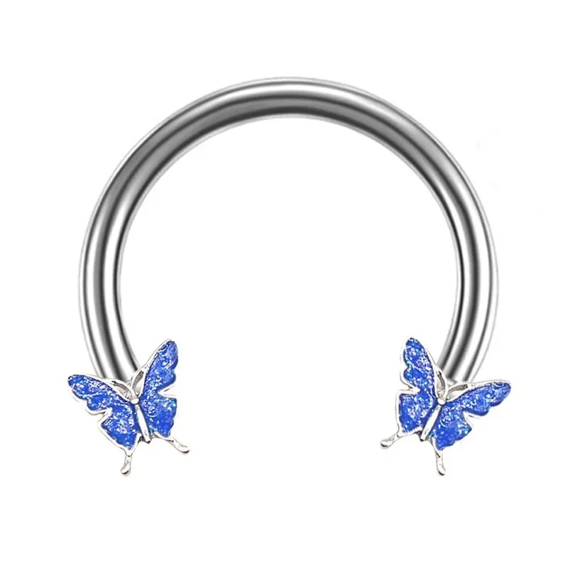 16G Butterfly Horseshoe Nose Rings Earrings Septum Ring Tragus Piercing Daith Helix Hoop Ear Earring Nostril Piercing Jewelry