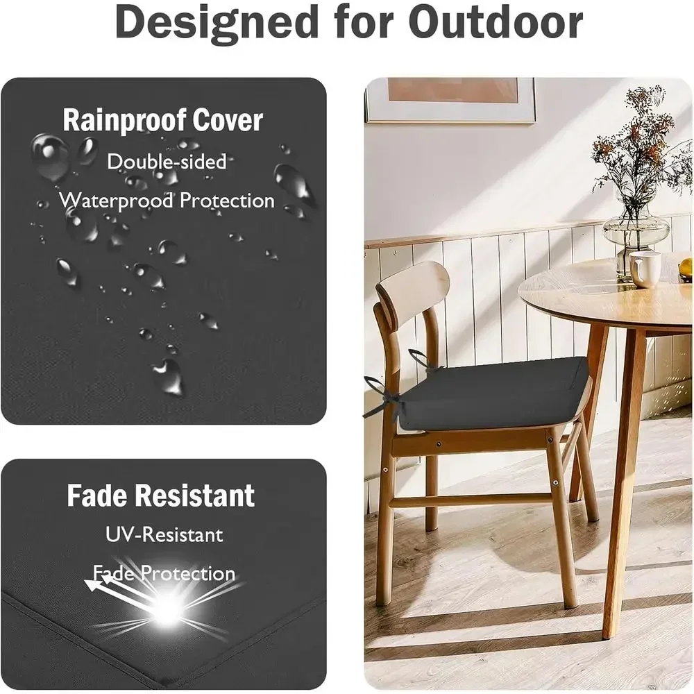 Set of 4 Waterproof Square Memory Foam Patio Chair Cushions, Beige, 20x20x2