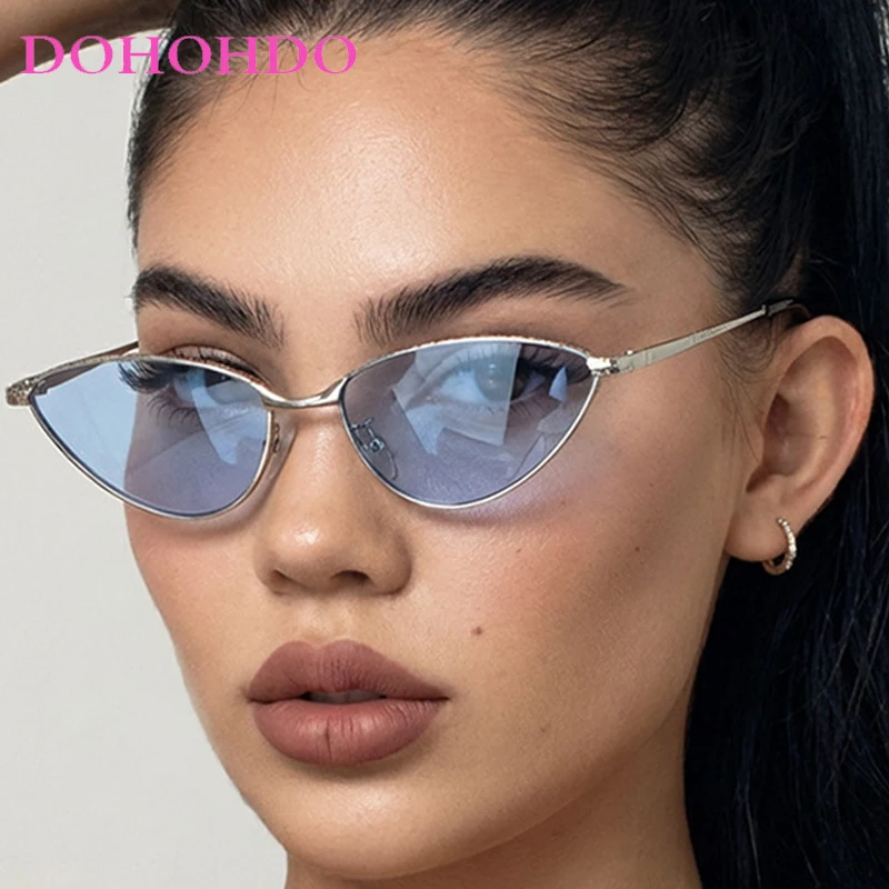 

Trendy Brand Designer Small Frame Cat Eye's Women Sunglasses New Luxury Metal Punk Men Eyewear Summer Traveling Sunglass UV400