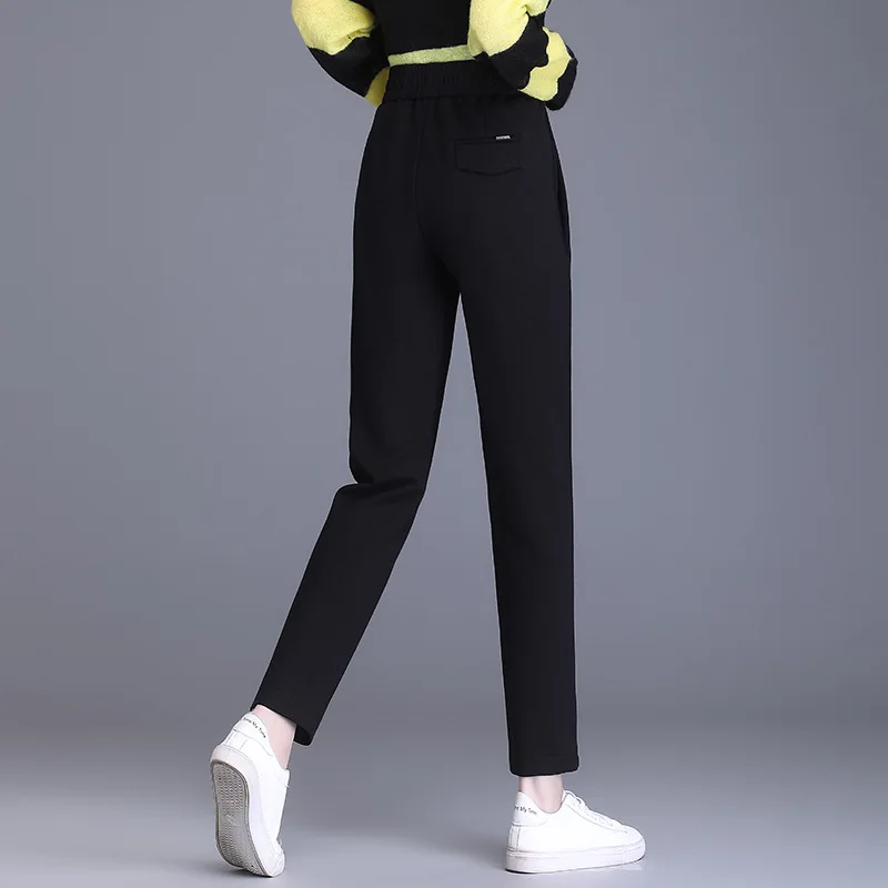 Pantalon sarouel ample taille haute élastique polyvalent pour femmes automne droit couleur unie pantalons de sport décontractés