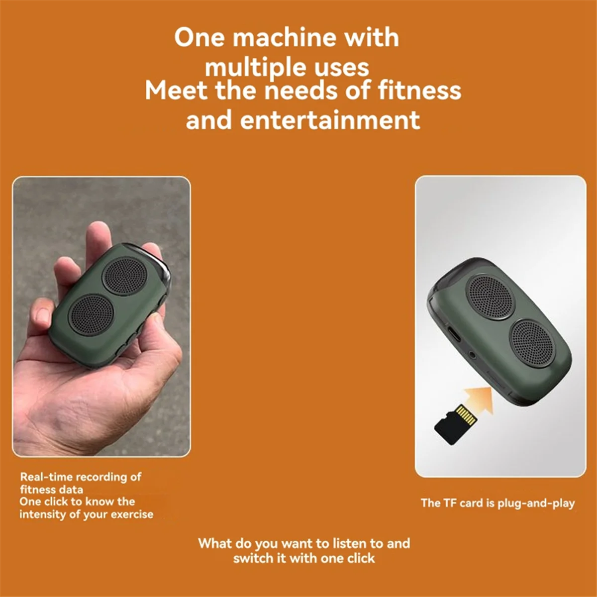 2025 + سمّاعات بلوتوث رياضية صغيرة محمولة صوت ستيريو مكبر صوت خارجي مشغل موسيقى MP3 مع ميكروفون يدعم بطاقة TF