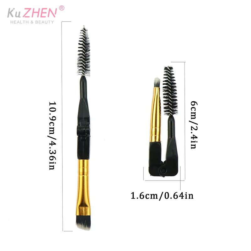 Brocha plegable para cejas, delineador de ojos, brochas de maquillaje, brocha en ángulo de doble punta, brocha Spoolie 2 en 1, herramienta de maquillaje