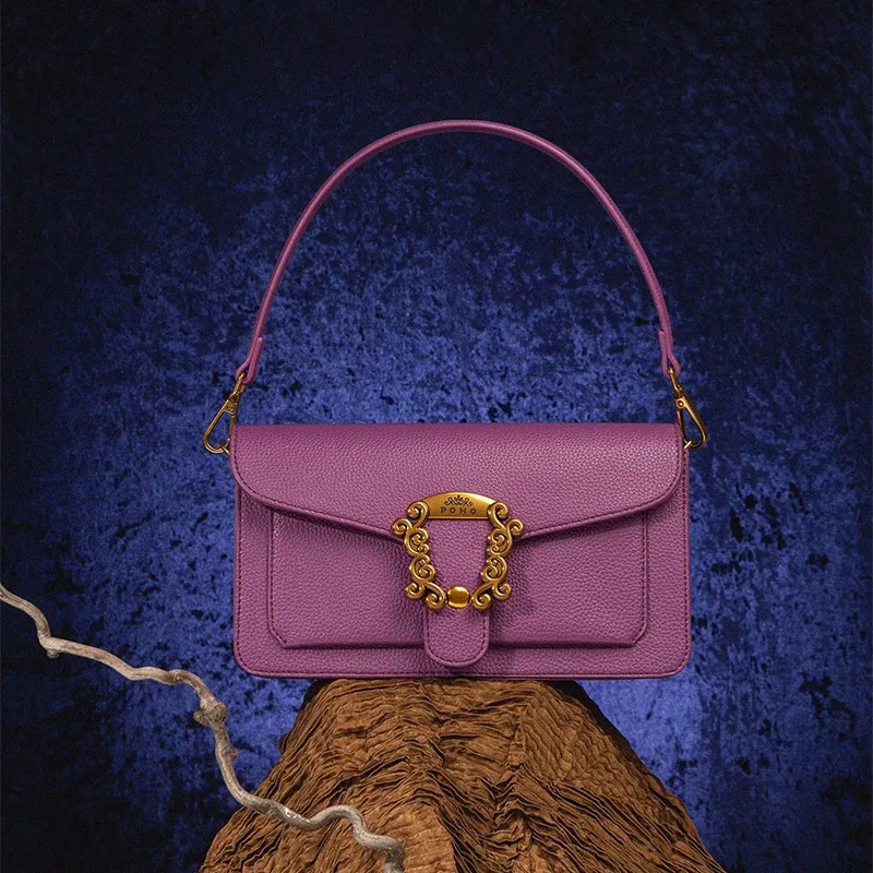 

Luxury Crossbody Shoulder Bag,Metal Bucket Sling Flip Bag,Fashion Versatile Women Small Square Handbag,Compact Chic Purse,Purple