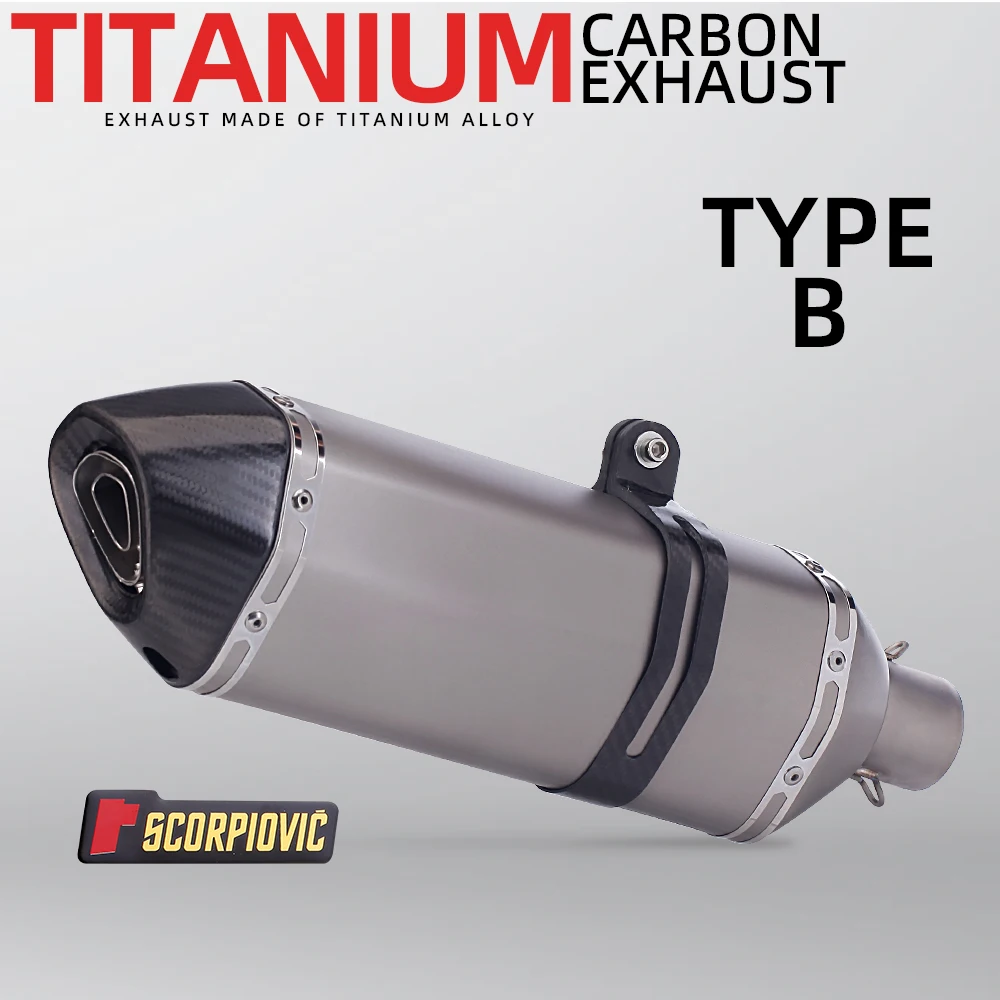 

60mm 51mm Universal Motorcycle Titanium alloy Exhaust Muffler Escape 470 mm Pipe 100cc-1000cc ATV GP Scooter For fz6 pcx125