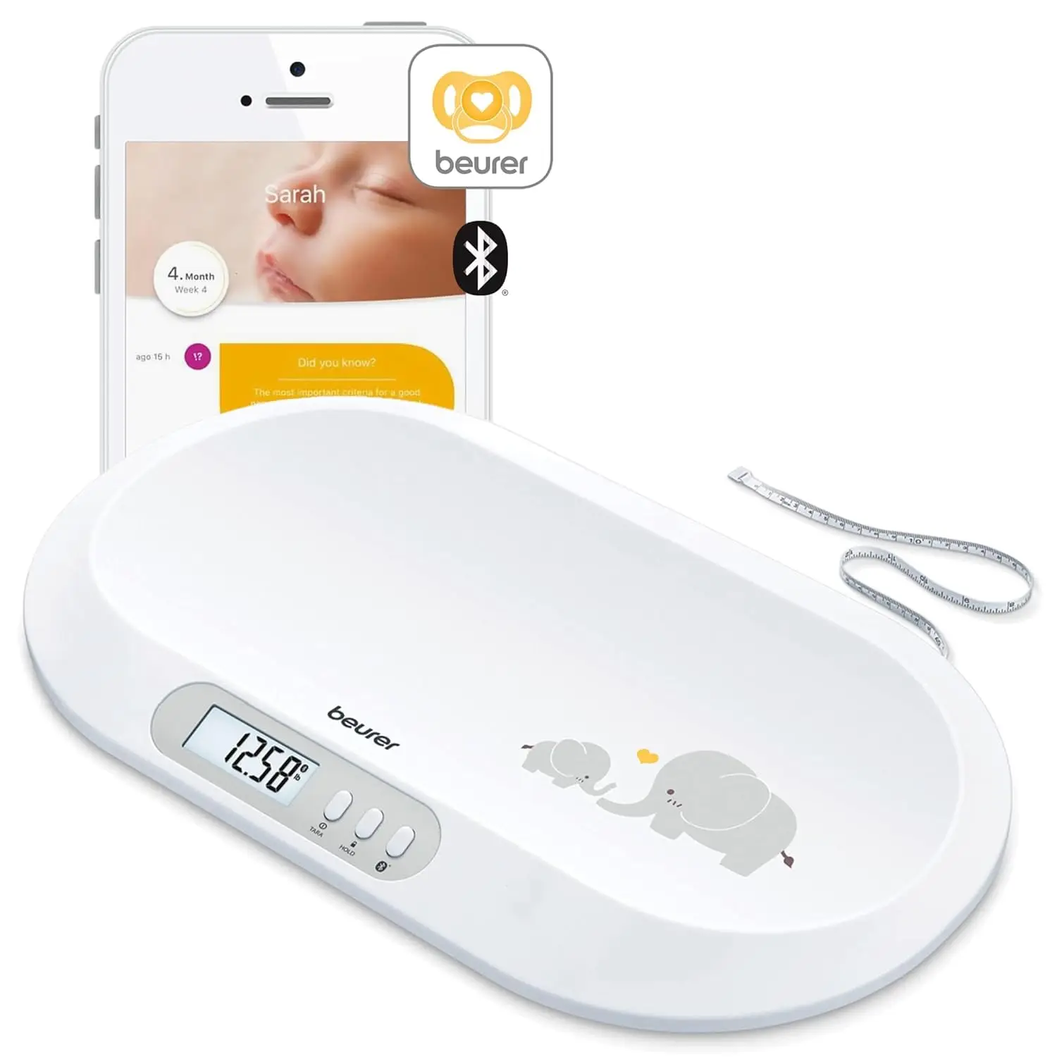 

Digital Baby & Pet Scale with App Tracking, Measuring Tape, LCD Display - Highly Accurate for Infants to Animals