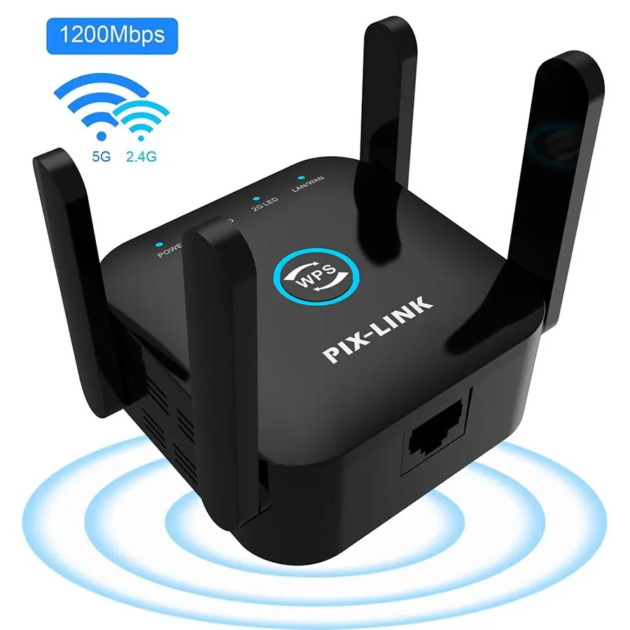 PIXLINK AC24 WiFi Repeater 1200Mbps 2.4 & 5Ghz Dual Band Draadloze Lange Range Extender Snelle Setup voor Home Signal Booster