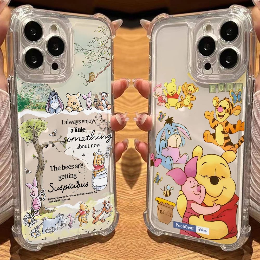 Comics Winnies the Poohs Phone Case for iPhone 16 15 14 Plus 13 12 Mini 11 iPhone16 Pro Max X Xs XR 7 8 Soft Thin Clear Cover