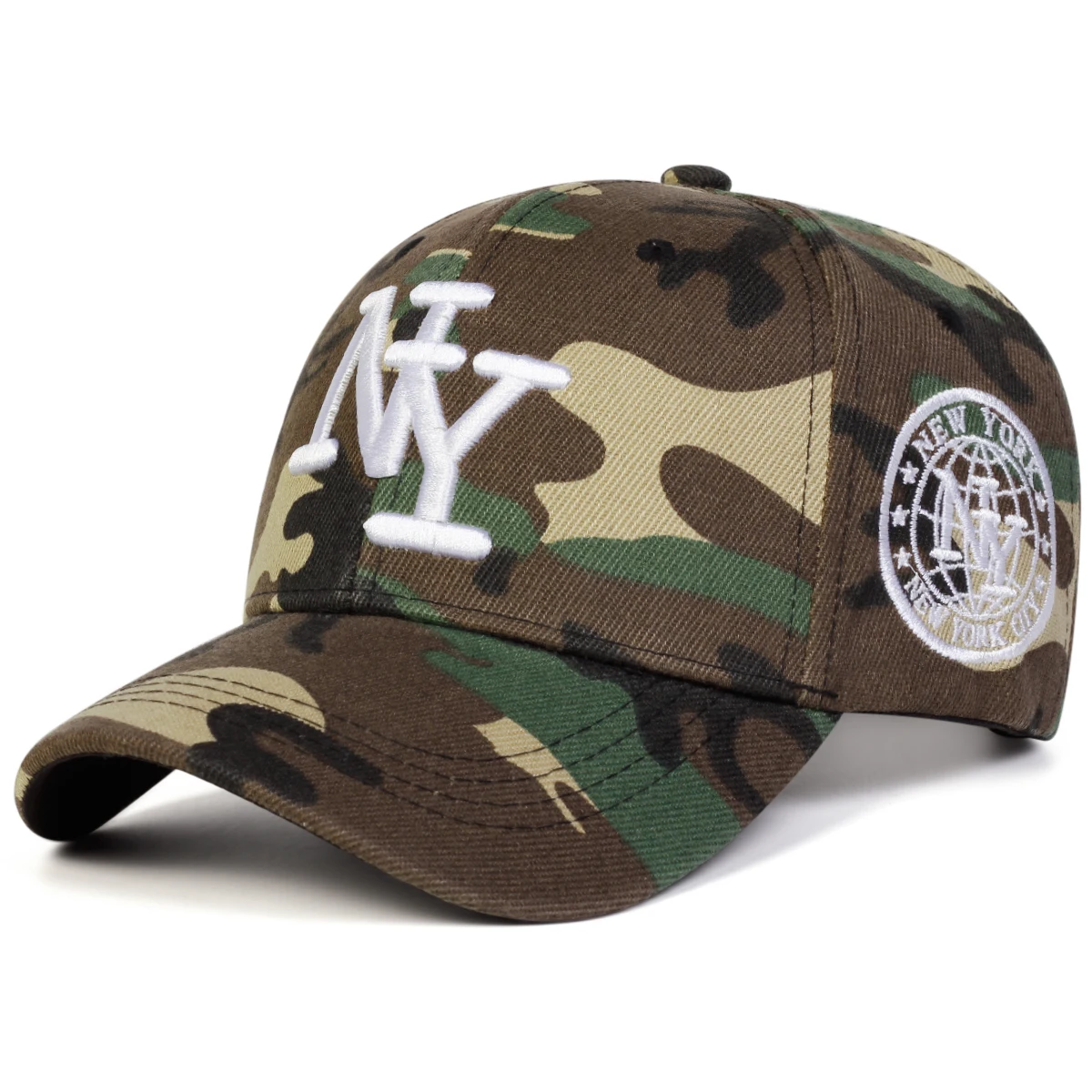 Unisex NY Stickerei Tarnmuster Baseballkappen Frühling Herbst Outdoor Verstellbare Freizeithüte Sonnenschutzhut Sportkappe – Detail 3