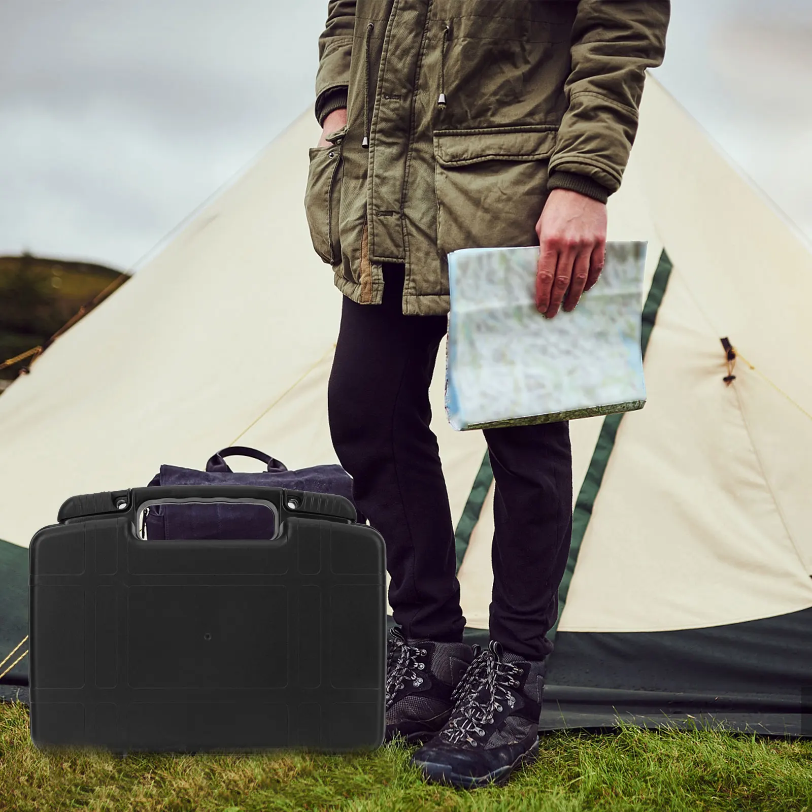 

Waterproof Large Tool Case Camping Equipment Kit Survival -resistant Carrying Container Outdoor Storage Box Shockproof