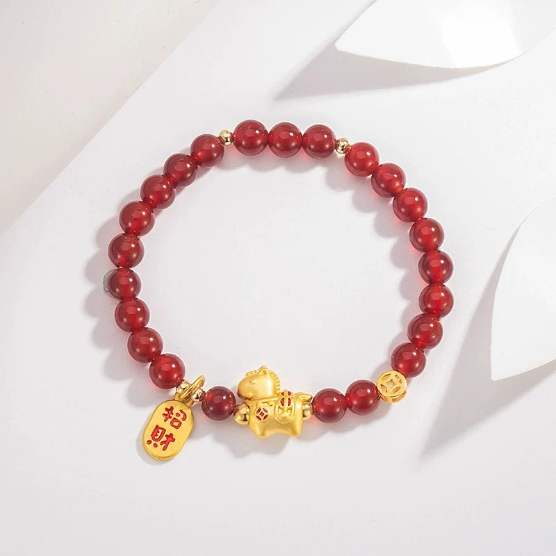 New Zodiac Year of the Horse Birth Year Red Crystal Bracelet Blessing Little Horse Hand String Beaded Jewelry For Women KOFSAC