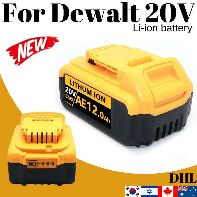 DCB200 20V Replacement Li-ion Battery for DeWalt DCB205 DCB201 DCB203 Power Tool Battery 20 Volt MAX 6.0/8.0Ah/12.0Ah