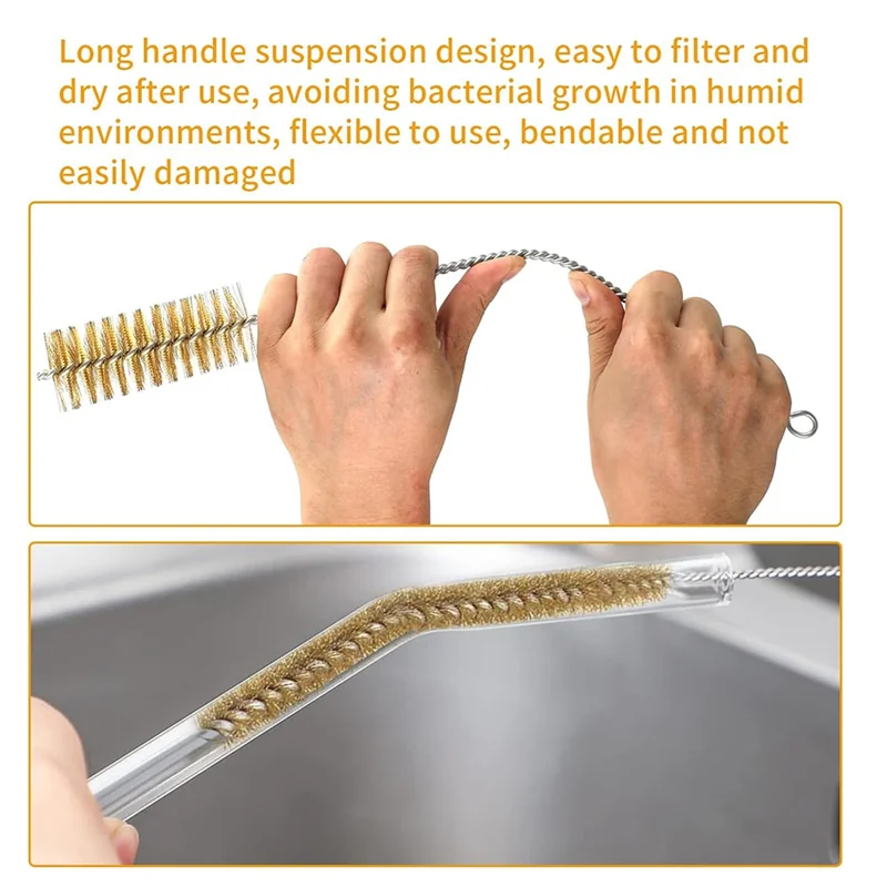7Pcs Brass Wire Tube Brushes Bottle Brush Set,Wire Brushes For Cleaning,Wire Pipe Cleaner Bore Brush Cleaning-ABQU