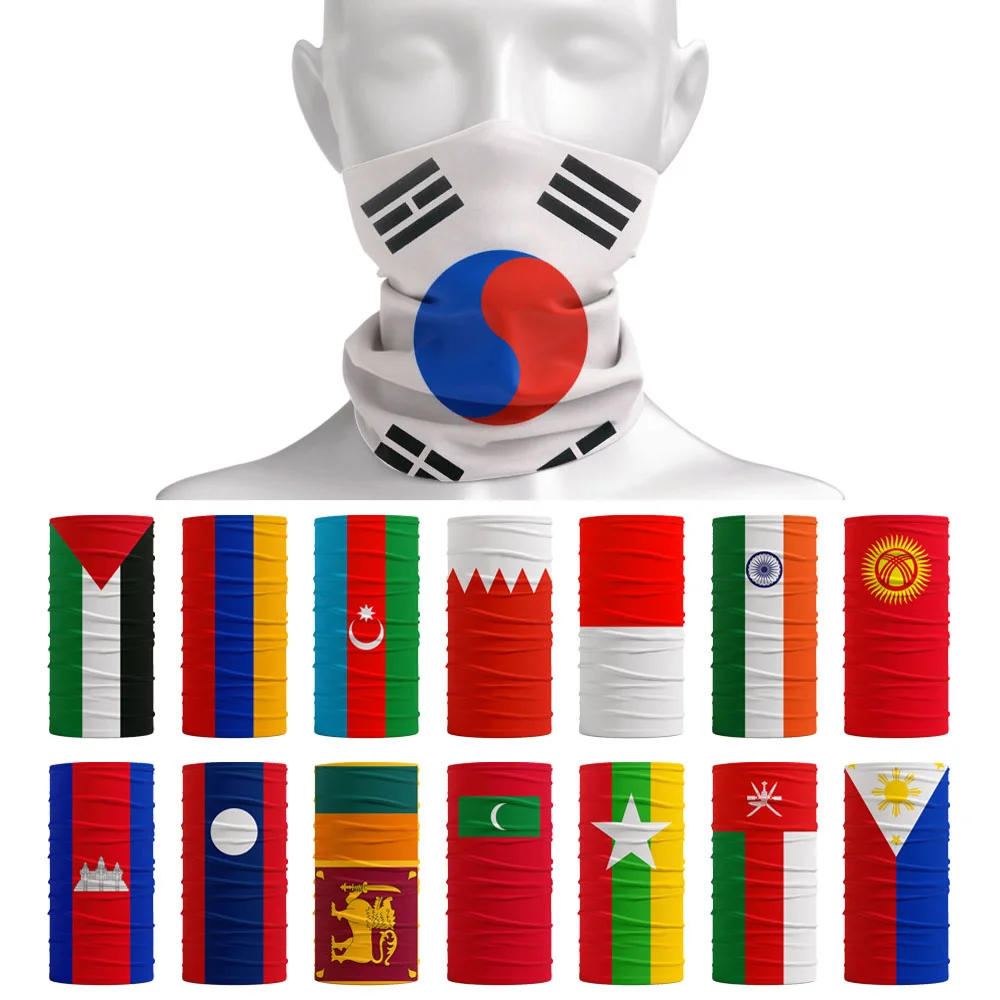 Asian National Flag Bandana Cycling Scarf Men Fishing Neck Gaiter Women Hiking Camping Walking Face Mask Cover Seamless Headwear