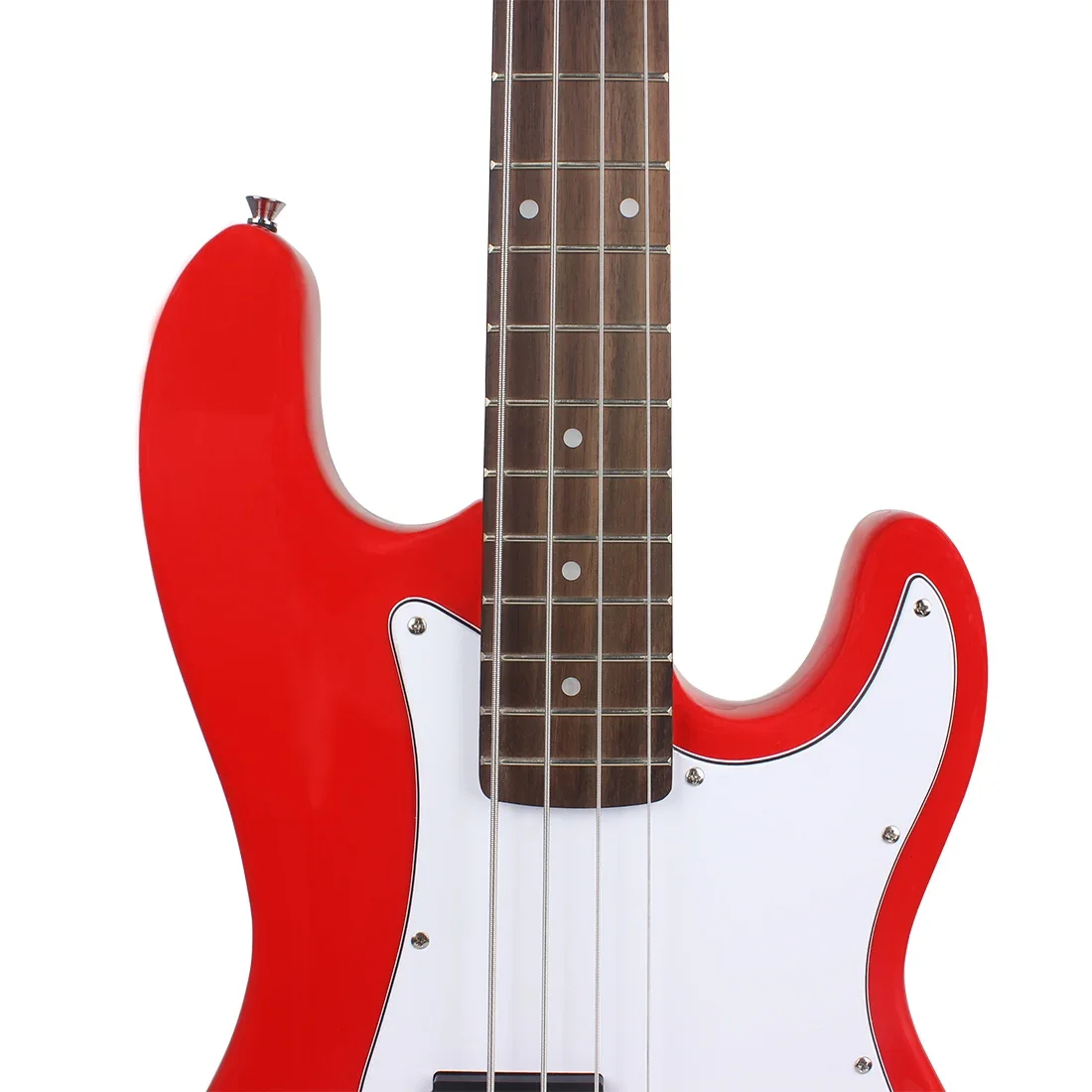 Red 4 String Electric Bass 20 Frets Basswood Body Bass Guitar with Tuner Strings Capo Stand Strap Accessories