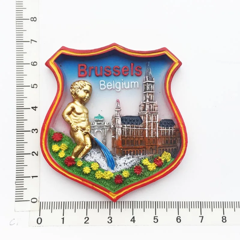 

Belgian Badge Fridge Magnet Cultural Landscape Resin Decoration Tourism Souvenir Message Sticker Crafts