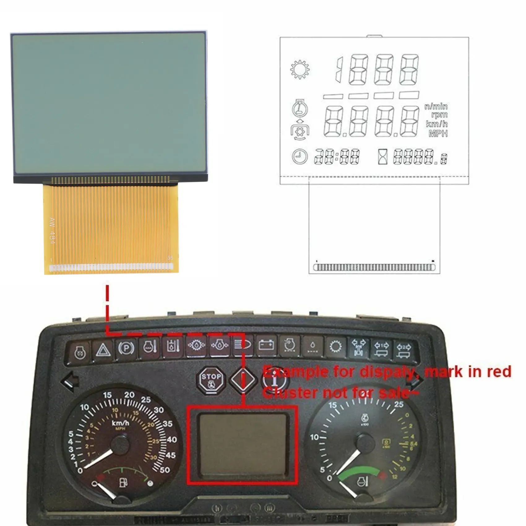Tractors Instrument Cluster Repair LCD Display For MASSEY FERGUSON-A02G