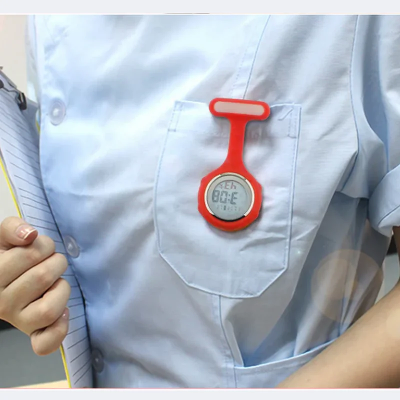 الرقمية سيليكون ممرضة ساعة متعددة الوظائف إنذار ساعة توقيت موضة المرأة بروش دبوس فوب ساعة جيب Montres Infirmieres #6