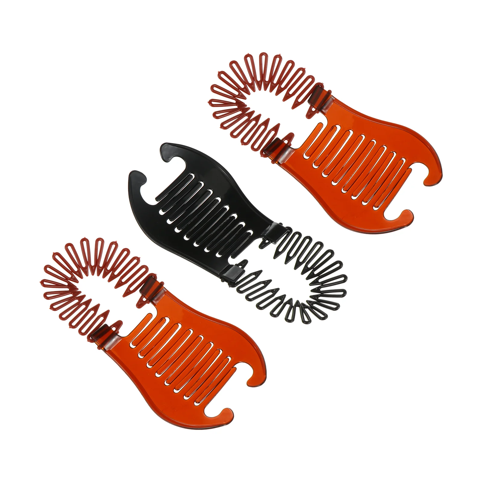 

6pcs Side Comb Banana Clips Hair Holder Ponytail Accessories Stretchy Claw Large Flexible Black Brown Plastic Hairstyling Tools
