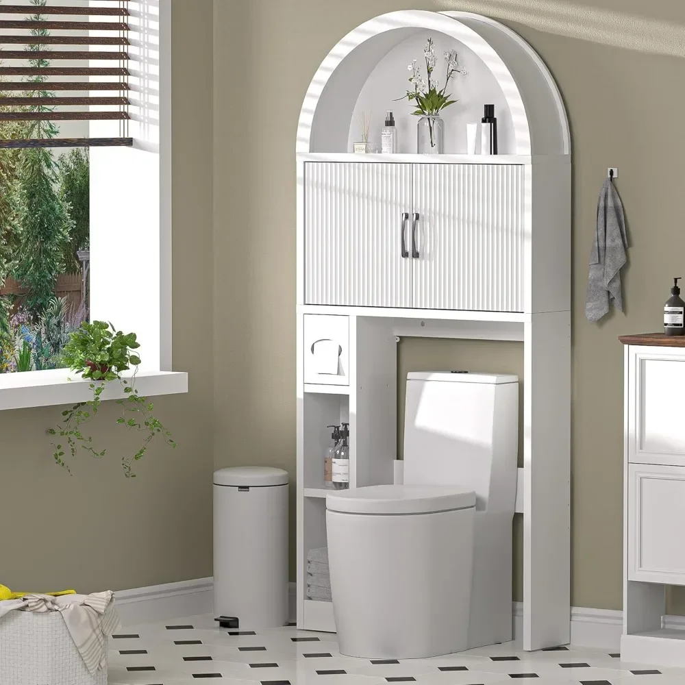 

Бестселлер: отдельно стоящий шкаф для хранения над унитазом с регулируемыми полками и защитой от опрокидывания, арочная конструкция