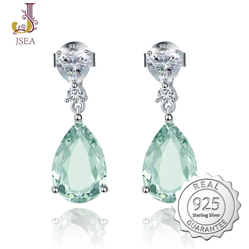 

Stylish Luxury Natural Amethyst & Green Quartz Stud Earrings - S925 Silver with Genuine Gemstones - Chic Ear Accessories