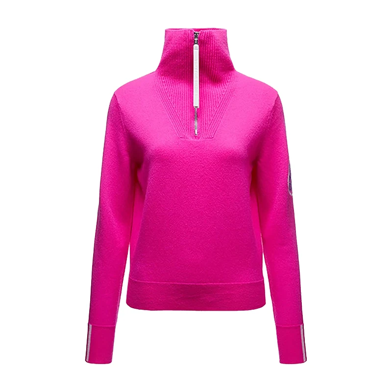 Зимняя рубашка для гольфа 2025 г., женский кашемировый свитер с воротником на молнии и длинными рукавами, утепленный теплый свитер для гольфа в стиле вестерн