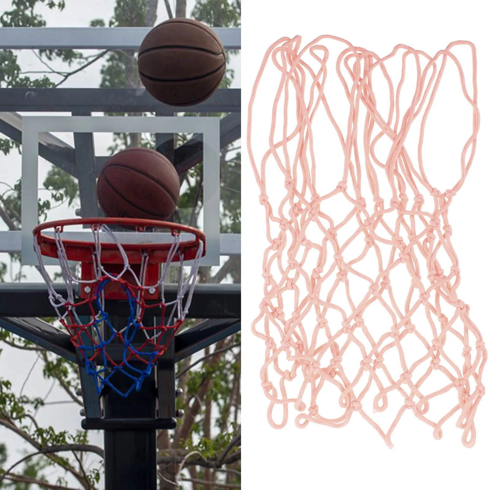 Rede de basquete que brilha no escuro, resistente a rasgos, poliéster, estrutura de porta de basquete ao ar livre, substituição, fácil instalação