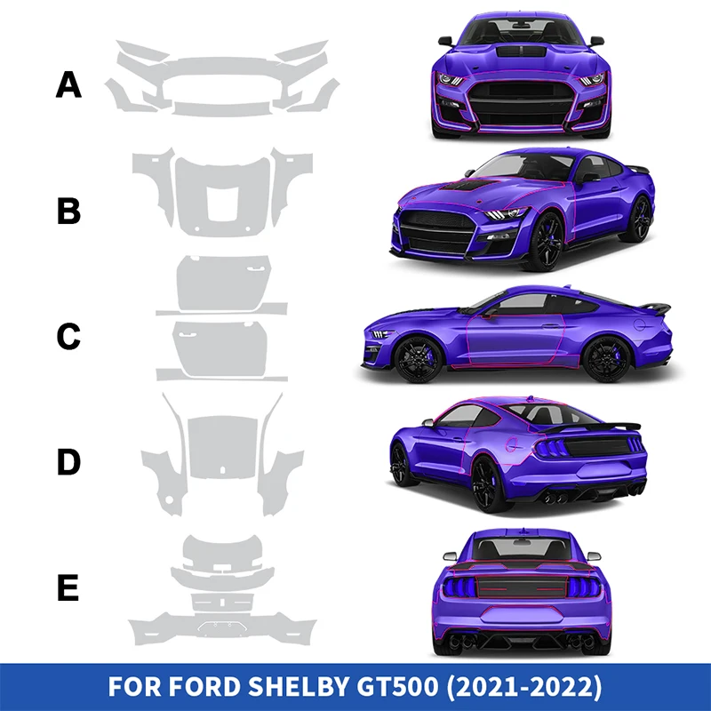 

Pre Cut PPF for Ford SHELBY GT500 2021-2022 Car Exterior Original Paint Protection Film TPU Transparent Anti-Scratch Sticker Kit