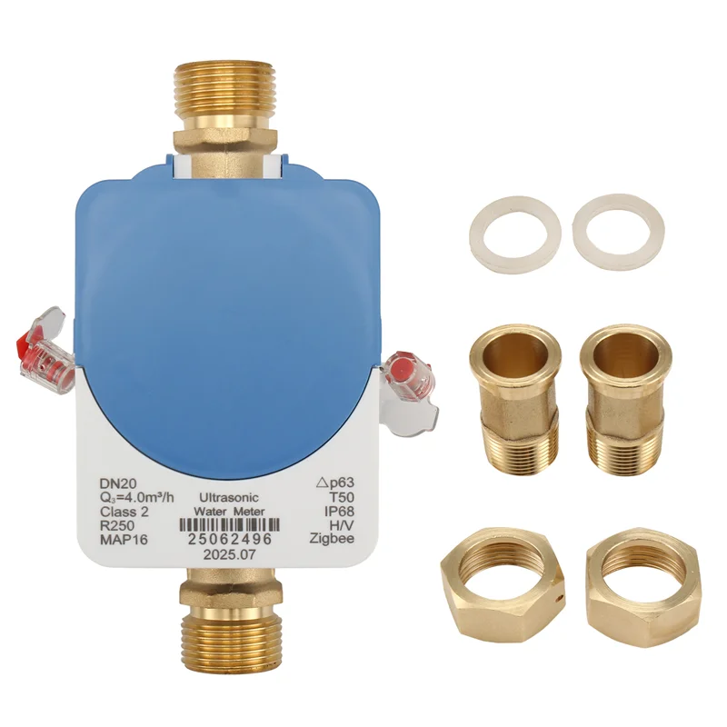 ABVO-Tuya Zigbee Inteligentny Ultradźwiękowy Licznik Wody DN20 z Cyfrowym Wyświetlaczem LCD, Monitorowanie Przepływu i Zużycia Wody, IP68