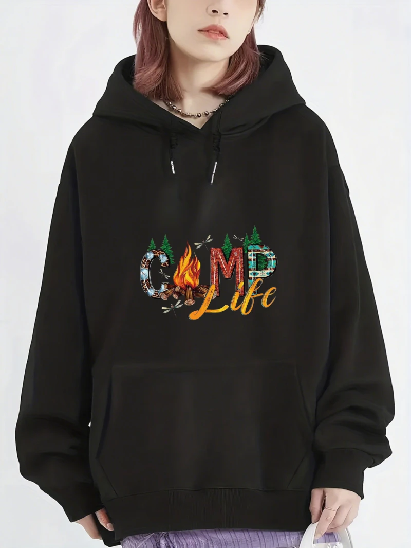 

2025 Autumn and Winter Women's Hoodie Graphic Sweatshirt Drawstring Hood High-end Luxury Is for Both Men and Women Top Y2k