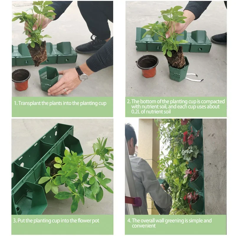 1/2/4 szt. Pionowa zielona doniczka do sadzenia na ścianę wisząca donica sukulenty doniczki plastikowe Bonsai wystrój balkonu do domu