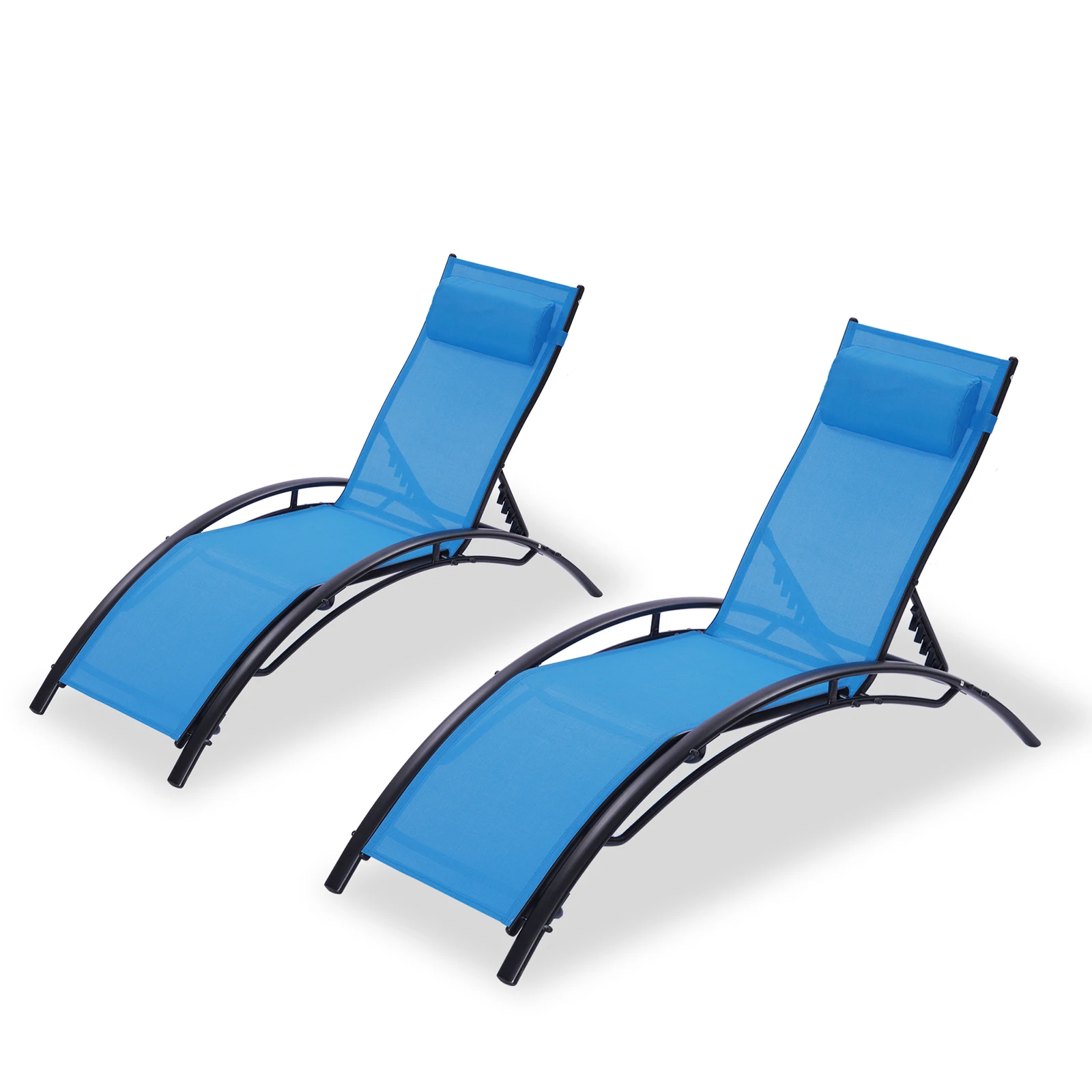 

2PCS Set Patio Chaise Lounges Outdoor Lounge Chair Lounger Recliner Chair For Patio Lawn Beach Pool Side Sunbathing