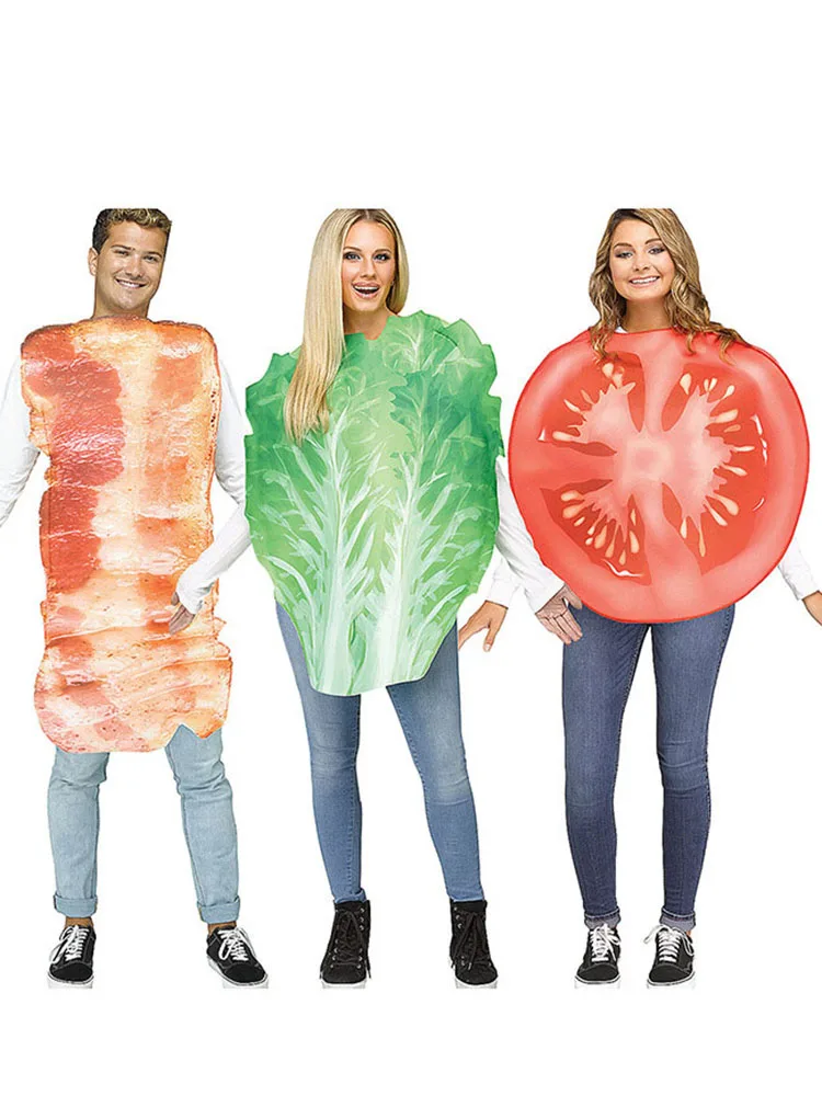 

loween Adult Funny Par Vegetable Fruit Cosplay Costume Egg Bacon Cabbage ato Outfit Polyester Traditional Chinese Cos...